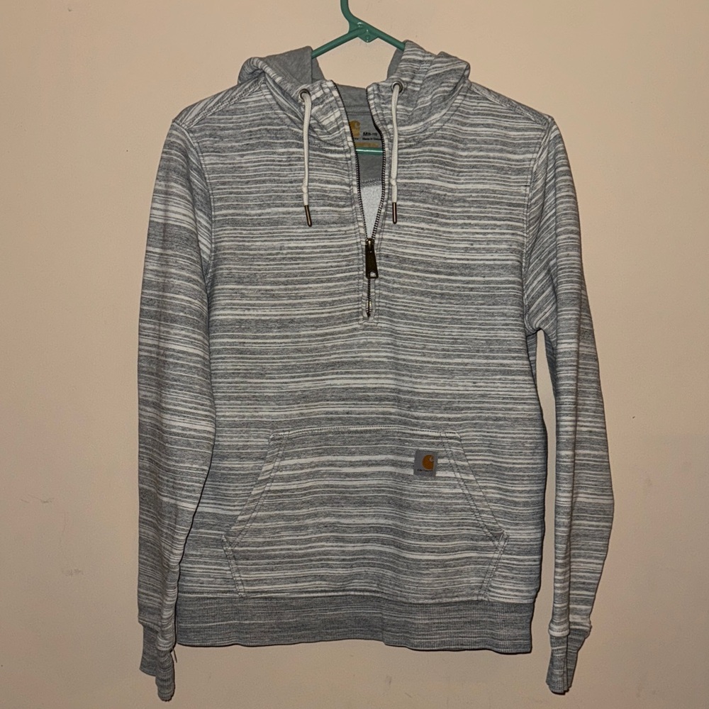 Carhartt Gray Striped Kids Hoodie M